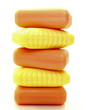 A few bars of soap on a white background