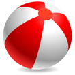 Red and white beach ball isolated on white.