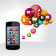 cloud, smartphone, set icons