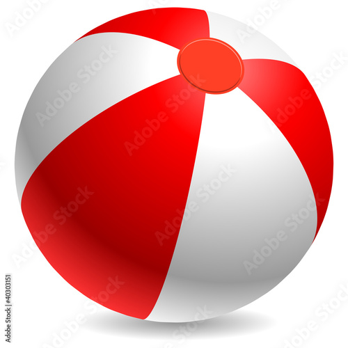 Vector: Red and white beach ball isolated on white. Red and white beach ball isolated on white.