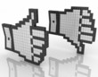 thumb like unlike labels on white background