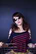 female model pose with chair in cute and cool style. female model pose with chair in cute and cool style.