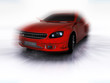 Red car in motion
