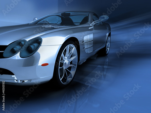 Illustration: Silver sports car in motion Silver sports car in motion