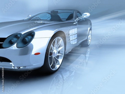 Illustration: 3D render of sports car 3D render of sports car