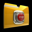 Yellow folder with Red START button isolated