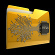 3D Yellow folder Computer microchip i
