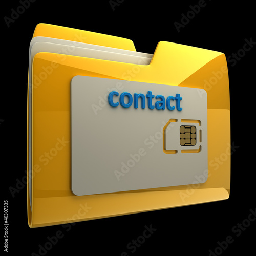 Illustration: 3D Yellow folder sim card isolated on black 3D Yellow folder sim card isolated on black