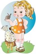 bambina con coniglietto augurale