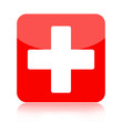 First aid medical button isolated on white