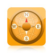 Compass button with red pointer isolated on white
