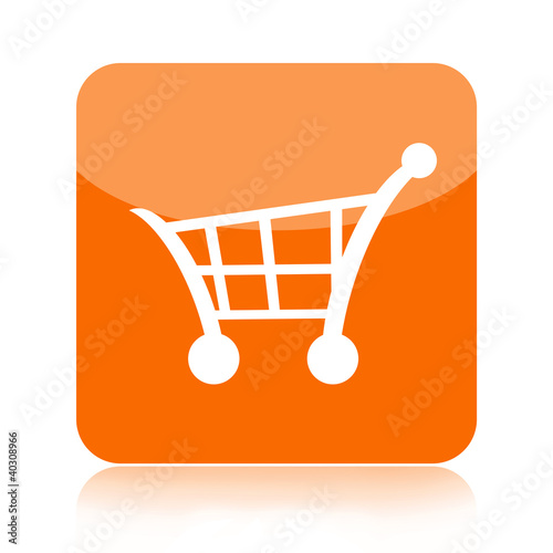 Illustration: Shopping cart orange button isolated on white Shopping cart orange button isolated on white