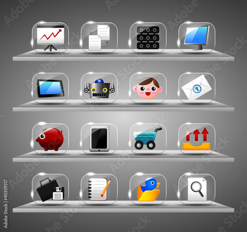 Vektor: Icons in a glass 3 Icons in a glass 3