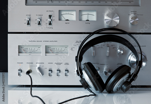 Photo: Vintage Stereo Amplifier with Headphones Vintage Stereo Amplifier with Headphones