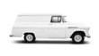 Photo: Vintage White Delivery Van on White with drop shadow Vintage White Delivery Van on White with drop shadow