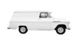 Photo: Vintage White Delivery Van on White side view Vintage White Delivery Van on White side view