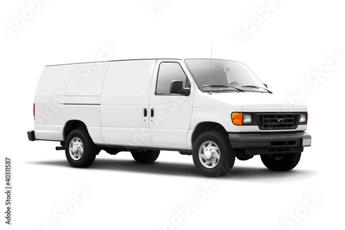Photo: White Delivery Van on White with drop shadow White Delivery Van on White with drop shadow