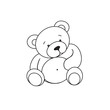 Outlined bear toy vector illustration.Isolated on white