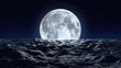 HD - Big moon over the ocean