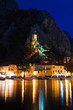 Old fort in Omis, Croatia at night