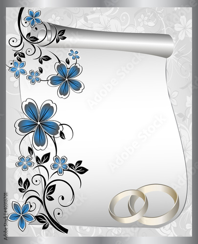 Wedding card with a floral pattern and place for text