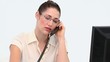 Businesswoman with glasses on the phone