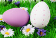 Two beautiful Easter eggs on grass