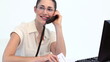 Woman with glasses on the phone