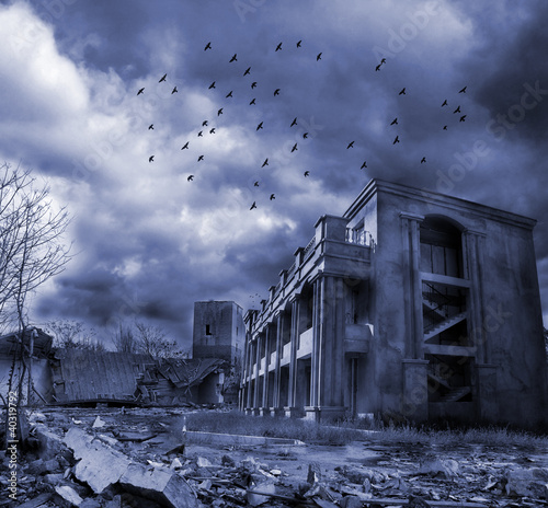 Illustration: Gloomy apocalypse landscape Gloomy apocalypse landscape