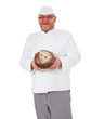 Photo: Bäcker hält kräftiges Graubrot Bäcker hält kräftiges Graubrot