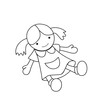 Outlined girl doll toy vector illustration on white background