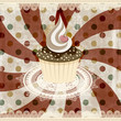 vector vintage pattern with cupcake and retro background