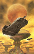 Illustration: spaceship and desert city spaceship and desert city