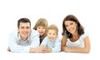 Photo: Happy family laying Happy family laying