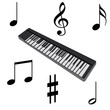 Sythétiseur et notes de musique