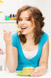 lovely housewife at the kitchen with sweets lovely housewife at the kitchen with sweets