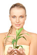 woman with green sprout