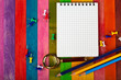 notebook on a colored background