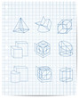 Vector: scheme of geometrical objects on copybook paper vector scheme of geometrical objects on copybook paper vector