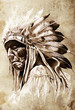 Illustration: Sketch of tattoo art, indian head, chief, vintage style Sketch of tattoo art, indian head, chief, vintage style