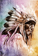Illustration: Sketch of tattoo art, indian head Sketch of tattoo art, indian head