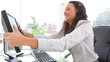Video: Businesswoman celebrating and kissing the monitor Businesswoman celebrating and kissing the monitor