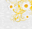 Daffodils on the ornamental background