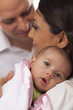 Mixed Race Young Family with Newborn Baby