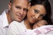 Mixed Race Young Family with Newborn Baby Mixed Race Young Family with Newborn Baby