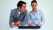 Business people typing on a keyboard