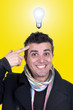 Photo: man with light bulb over his head man with light bulb over his head