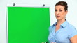 Businesswoman giving a presentation using a board