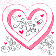 Love You Heart Sketchy Doodle Valentine's Day Design