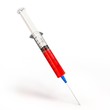 3d syringe with red vaccine